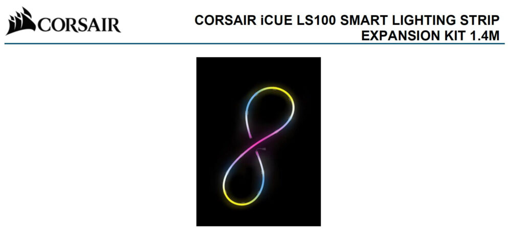 (LSCorsair iCUE LS100 Smart Lighting Strip Expansion Kit 1x 1.4 Meter 84 Individually Addressable LED.