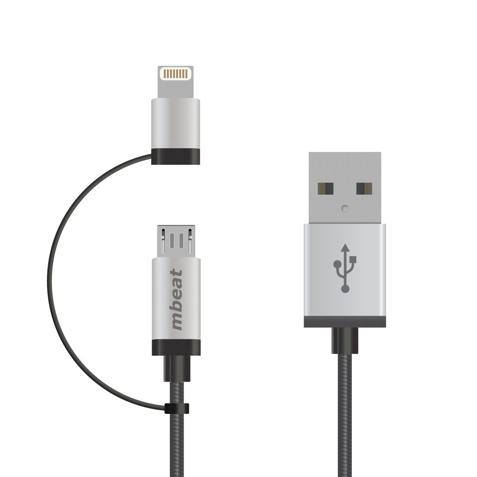 (LS) mbeat® 1m Lightning and Micro USB Data Cable - 2-in-1/Aluminmum Shell
